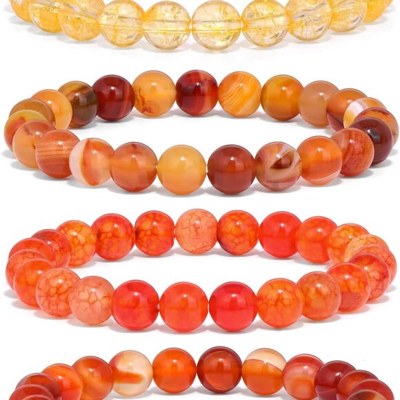 Colorful Healing Crystal Bead Bracelets Set for Women Men Gemstone Jewelry - Picture 1 of 7